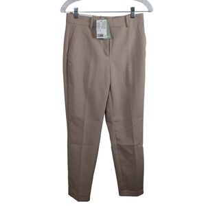 HM‎ Womens Beige Slacks Ankle Length Regular Waist Tapered Pants Size 6 NEW
